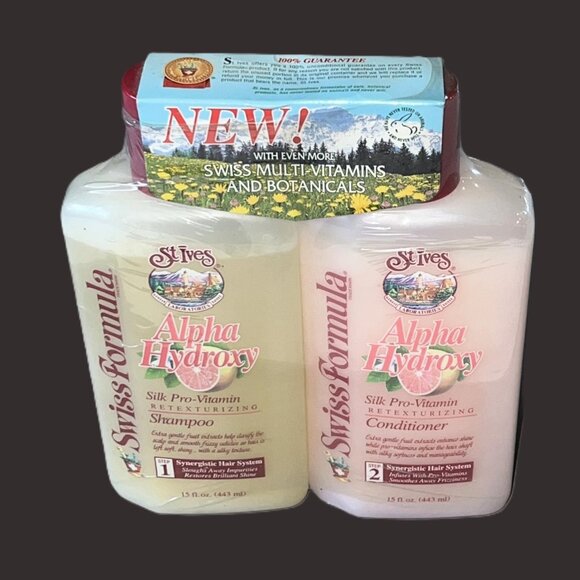 RARE St. Ives Swiss Formula Shampoo & Conditoner Alpha Hydoxy Vintage 1980s New - Picture 1 of 10